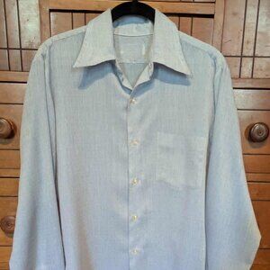 Vintage Light Blue Mens Long Sleeved Shirt c 1970s